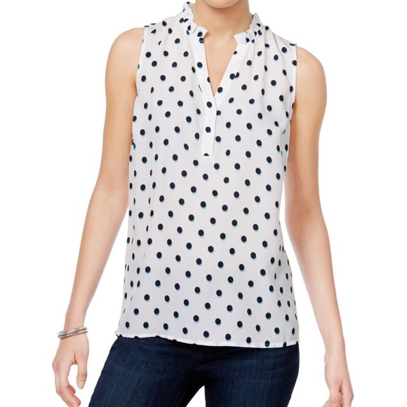 Maison Jules Tops - MAISON JULES Women's Sleeveless Polka dot blouse